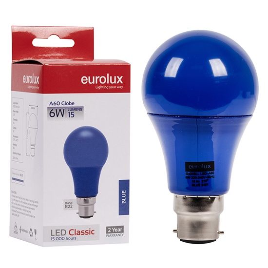 A60 Coloured Classic 6w LED B22 Blue N