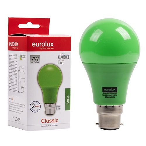 A60 Coloured Classic 7w LED B22 Green