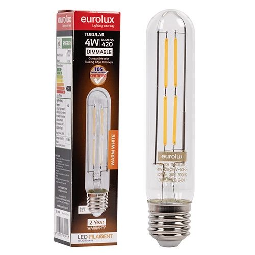 Tubular Filament T30-145 4w LED E27 3000K Dimmable