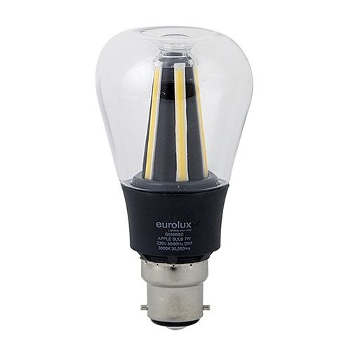 LED Black Apple B22 7w WW Dimmable