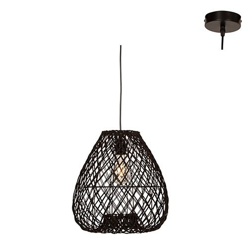Albert BLK Pendant Black Woven Rattan E27 1x60w