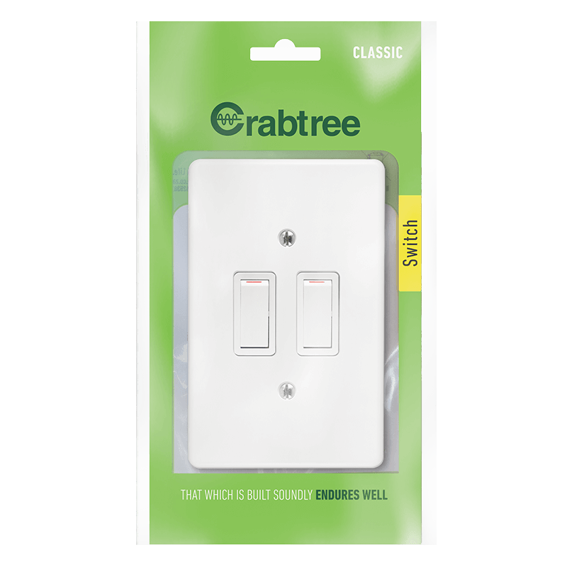 Classic 2 Lever 1 Way Switch White 4x2