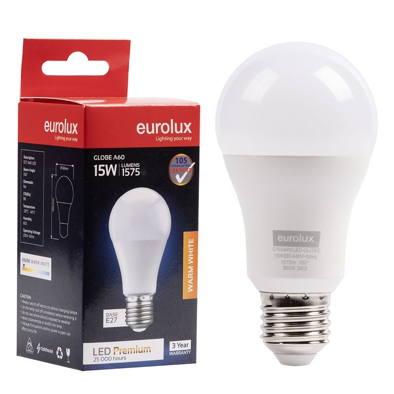 A60 Premium 15w LED E27 3000K N