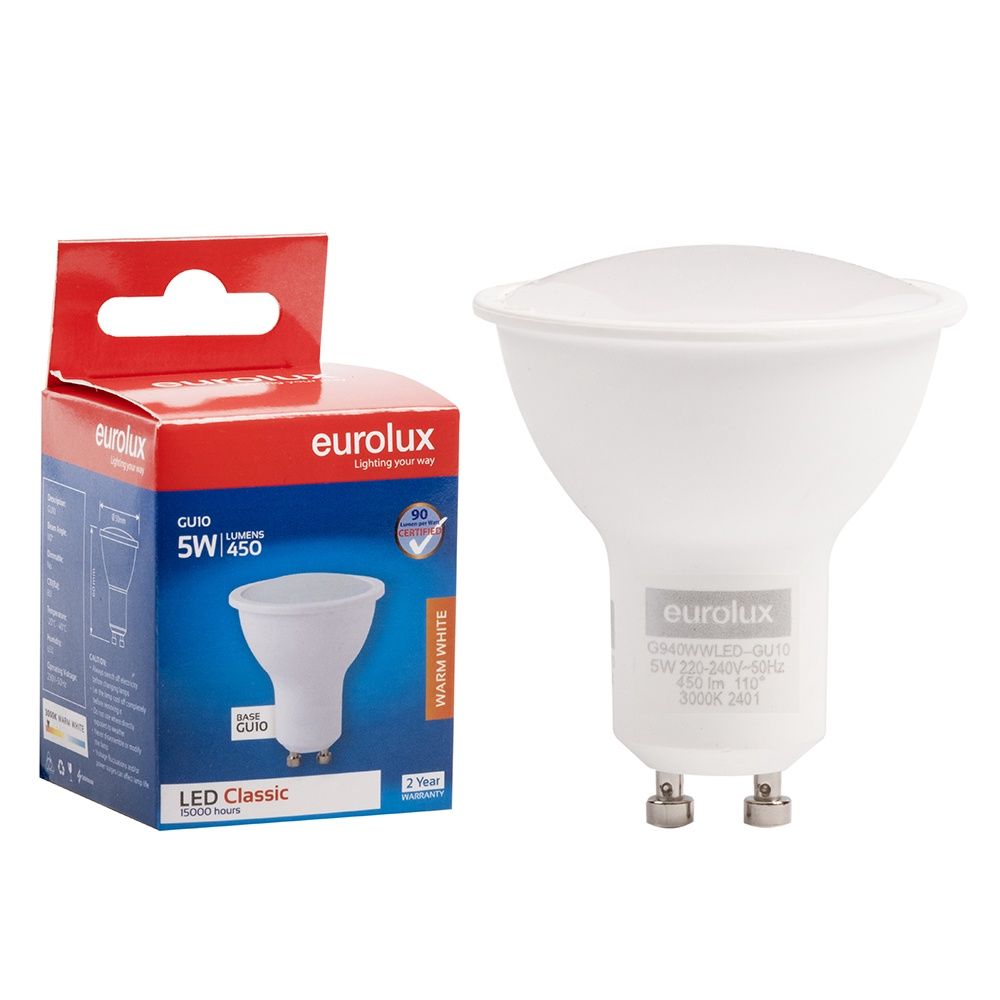 GU10 Classic Frosted Lens 5w LED 3000K Non Dimmable N
