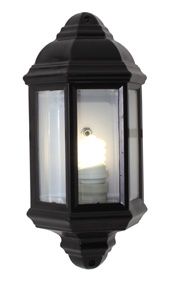 Lantern 3 Panel Half Wall Black E27 1x60w
