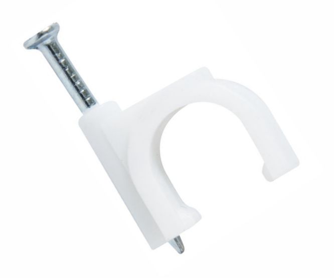 Cable Clip ROUND 8mm WHITE 100 Pack