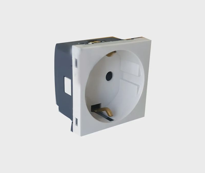 Schuko Socket Module Euro White DBL Small