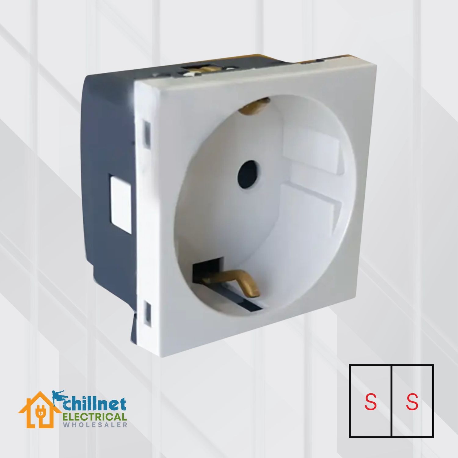 Schuko Socket Module Euro White DBL Small