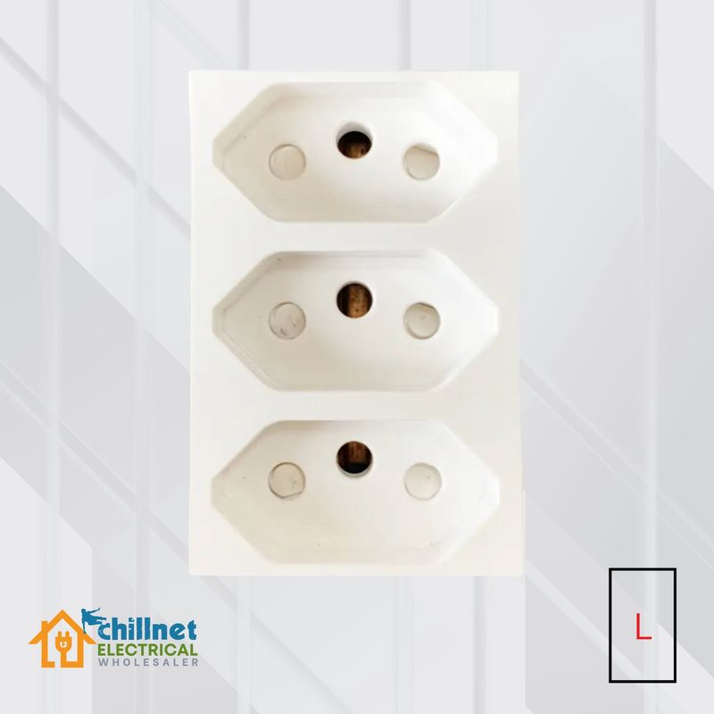 Matrix 16A Triple ZA Mono Socket White Large