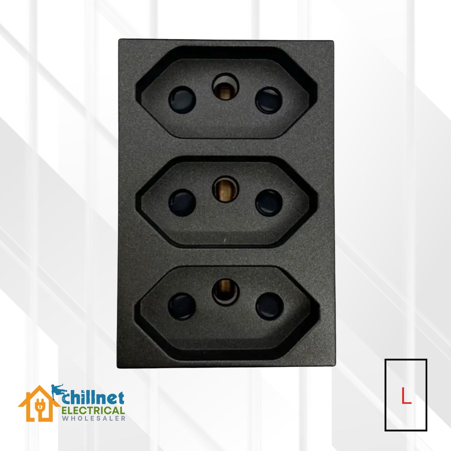 Matrix 16A Triple ZA Mono Socket Black Large