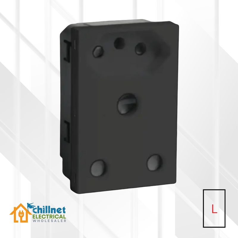 Matrix 16A Unswitched Socket RSA ZA Black Large