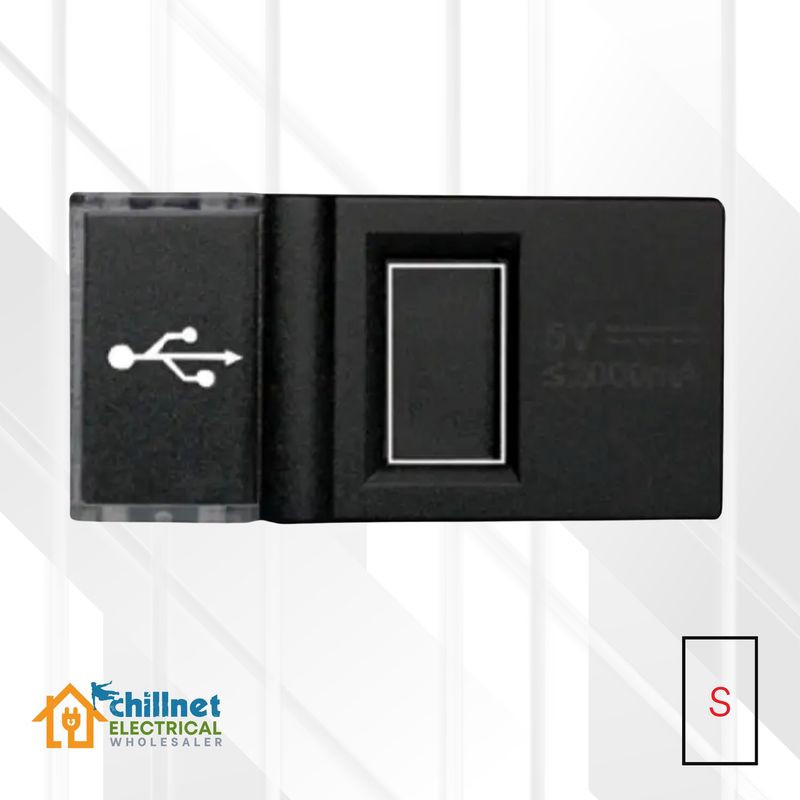 Matrix 5V 2A USB Socket Mod Black Small