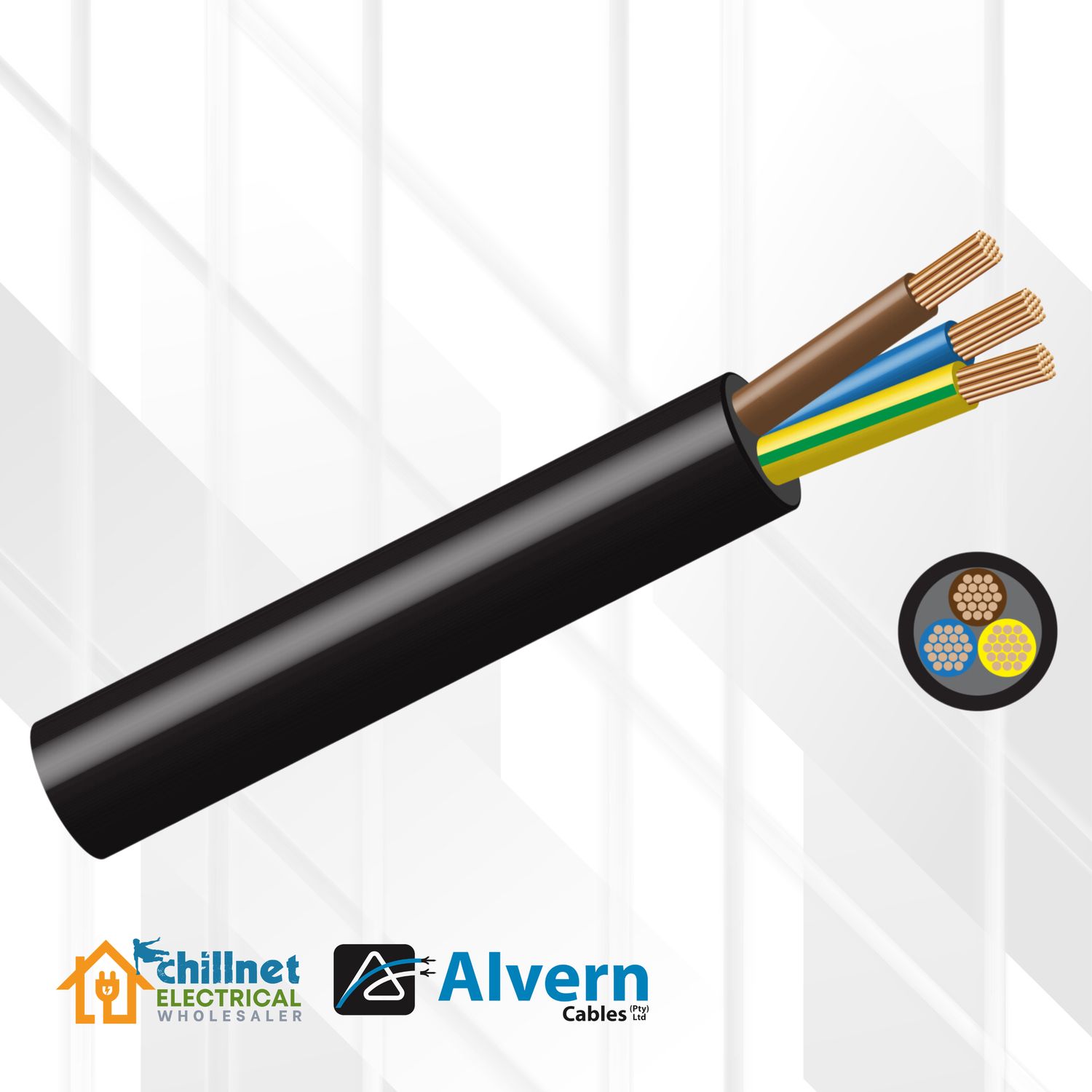 Cabtyre 0.75MM 3Core Black, Quantity: Cut Per Meter