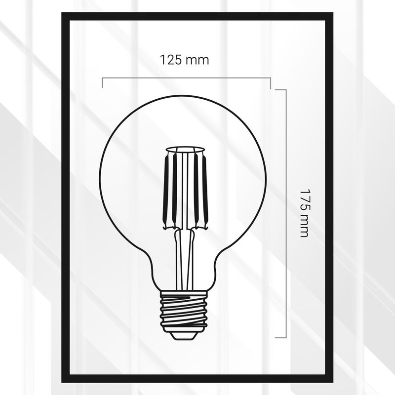 8W Clear Filiament WW G125 E27 Bulb DIM