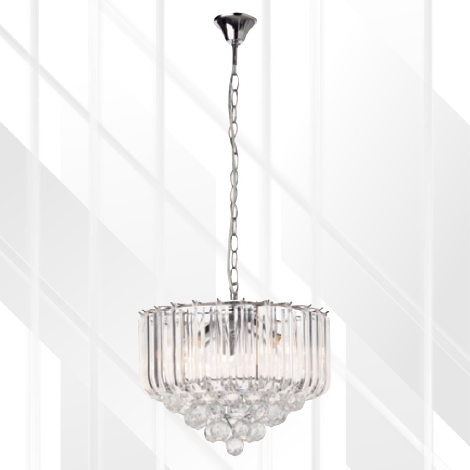 Otis 3 And 5 Lantern Acrylic Chandelier Chrome, Size (mm): 350mm