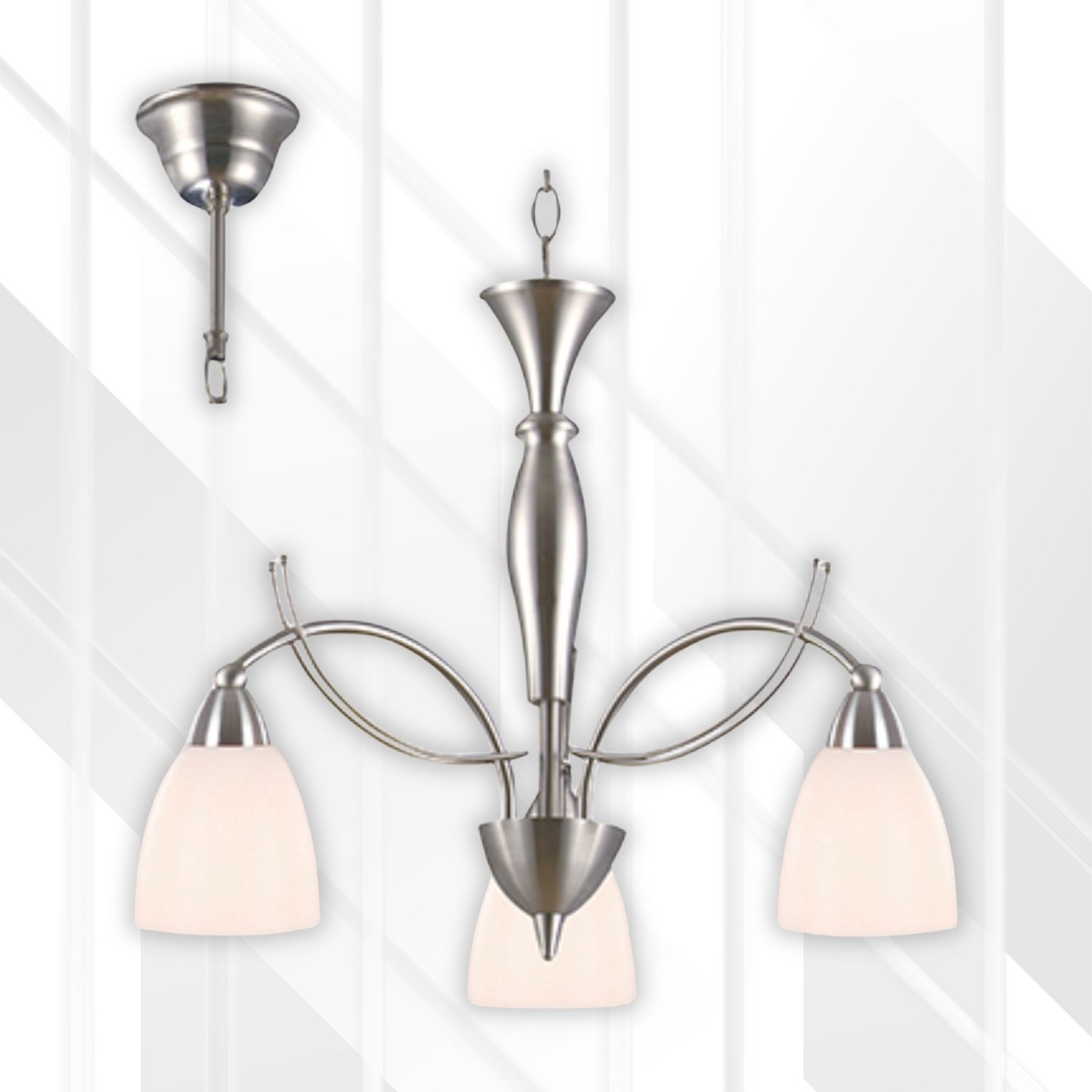 Sasha 3 And 5 Light Chandelier Satin Chrome E14, Size (mm): 410mm
