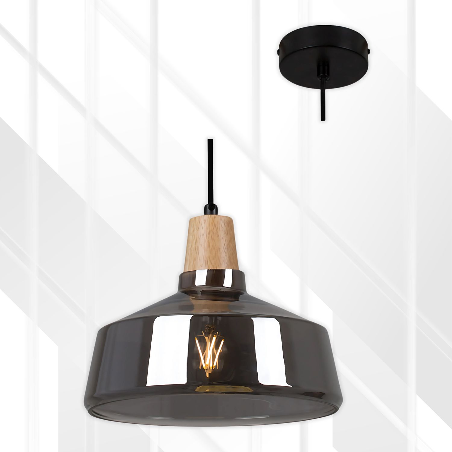 Tallinn Pendant 240mm Smokey Glass