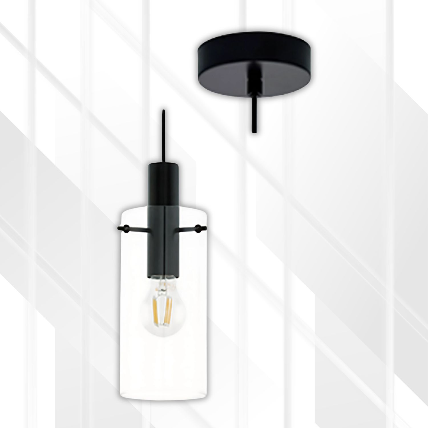 Montefino Pendant Range 1, 3 &amp; 5 Light Black E27, Size: 110mm