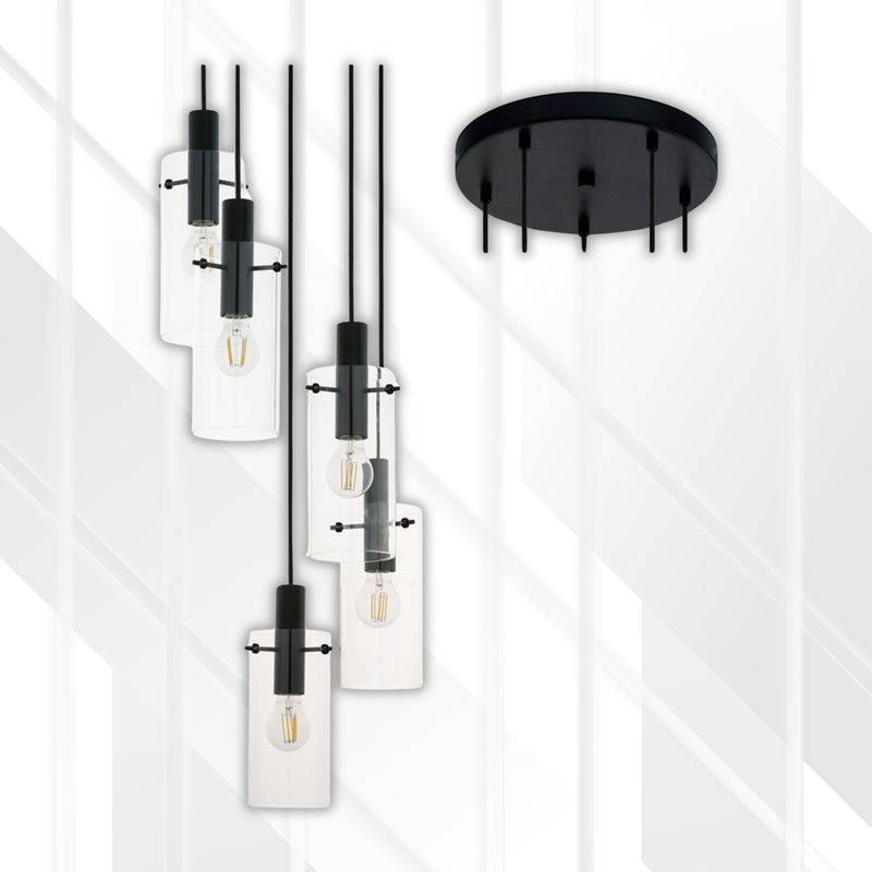 Montefino Pendant Range 1, 3 &amp; 5 Light Black E27
