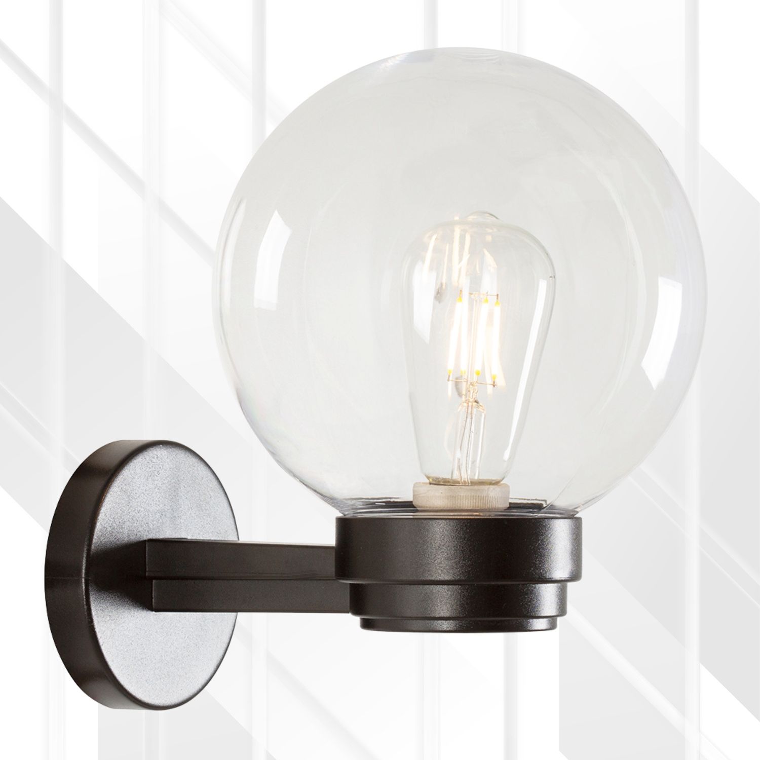 Outdoor 200mm Bowl Fitting Wall Mount, Colour: Clear