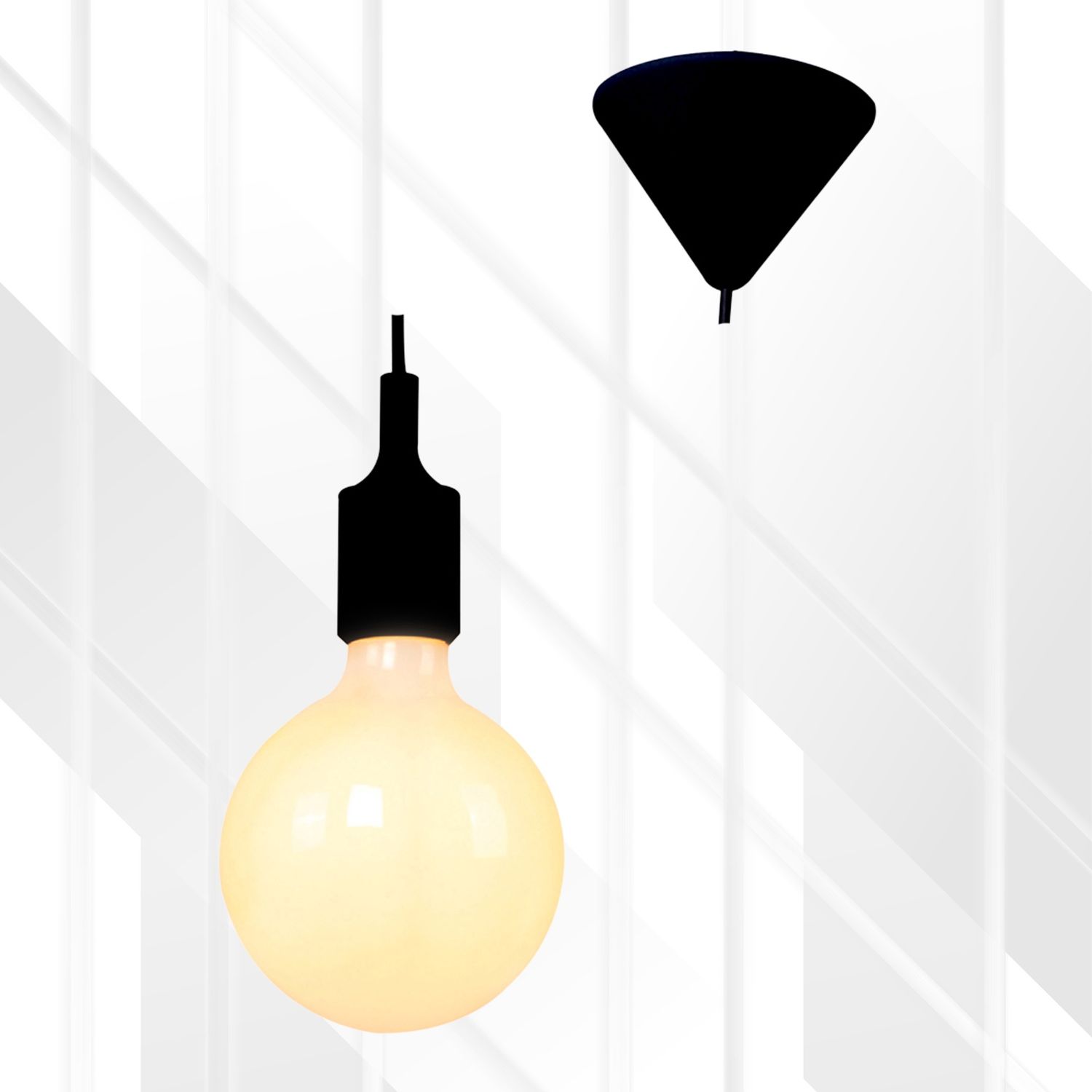 Pendant Silicone E27 Suspension Cord Set, Colour: BLACK