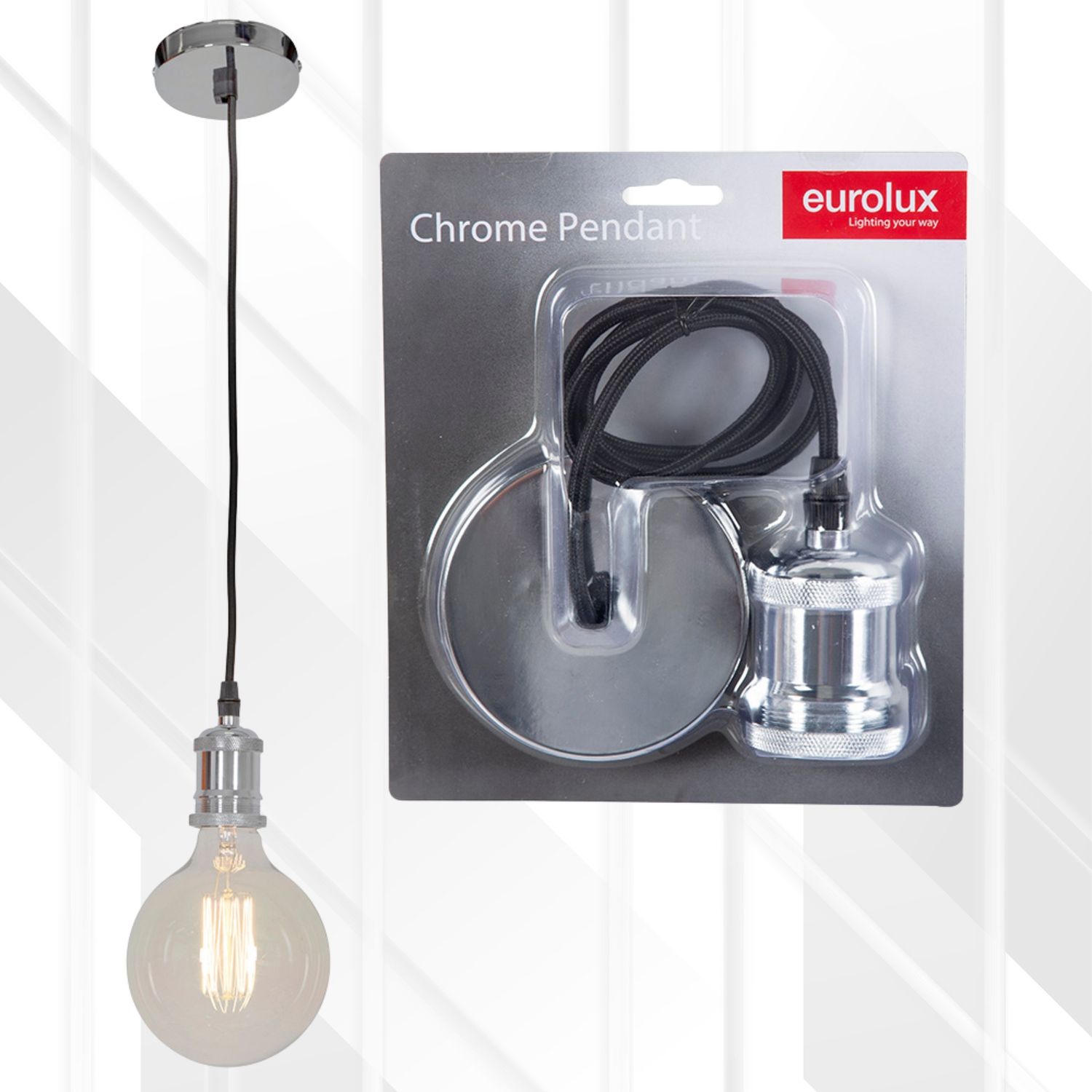 Pendant Aluminium E27 CE Lampholder, Color: Chrome