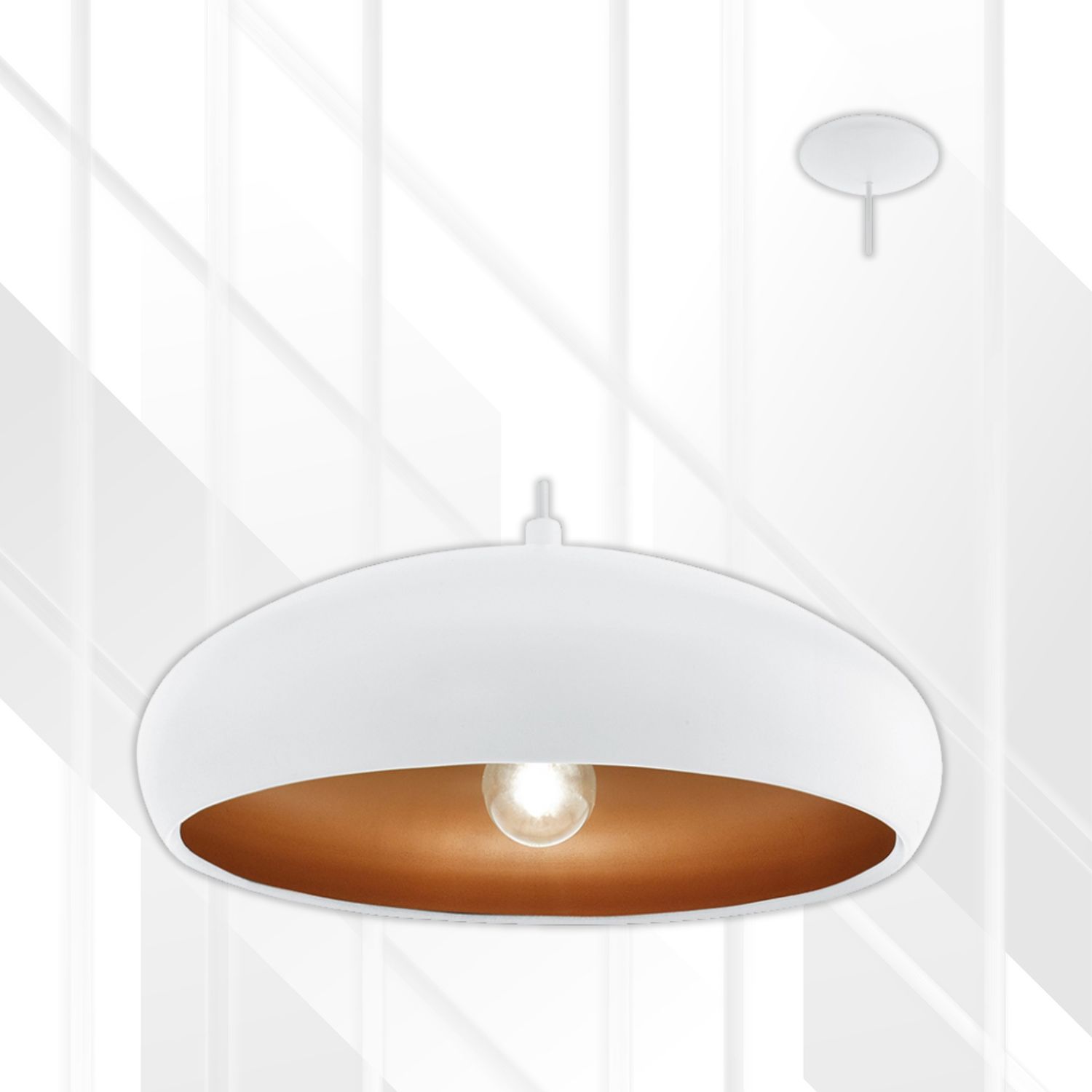 Mogano Pendant 400mm, Color: White &amp; Copper