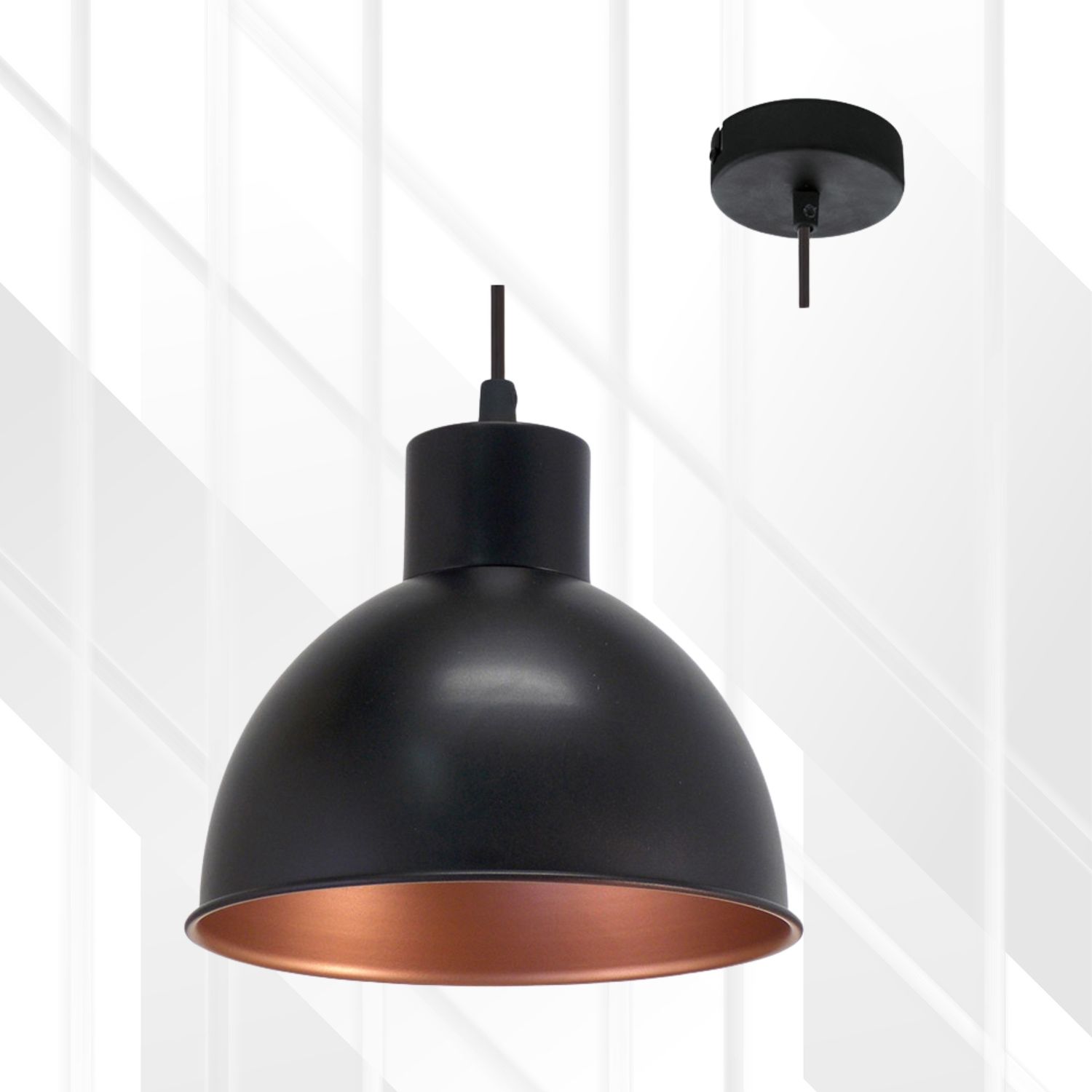 Truro Pendant Black &amp; Copper, Size: 210mm