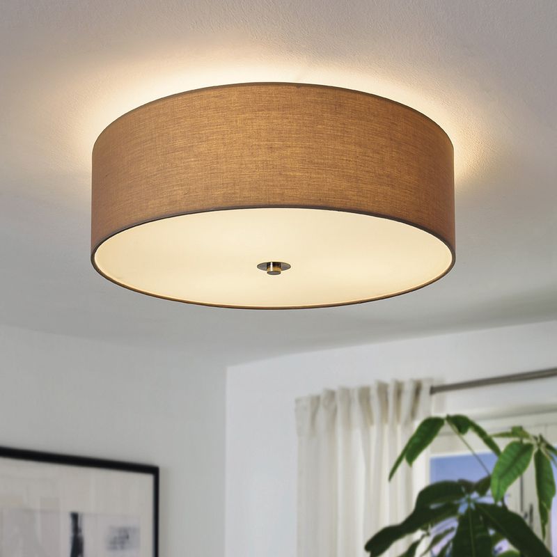 Pasteri Ceiling Light Satin Chrome &amp; Taupe Shade