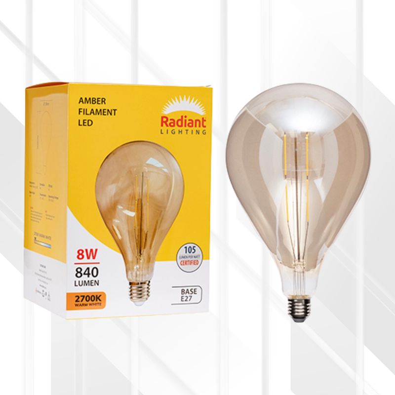 Filament Amber 8W LED E27 2200K 160x300mm