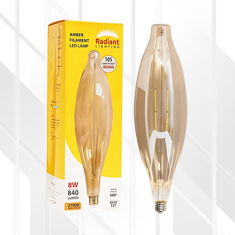 Filament Amber 8W LED E27 2700K 117x420mm