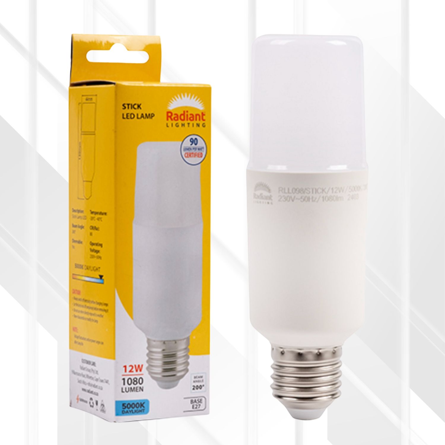 Stick Lamp Frosted T44 12W LED E27 5000K