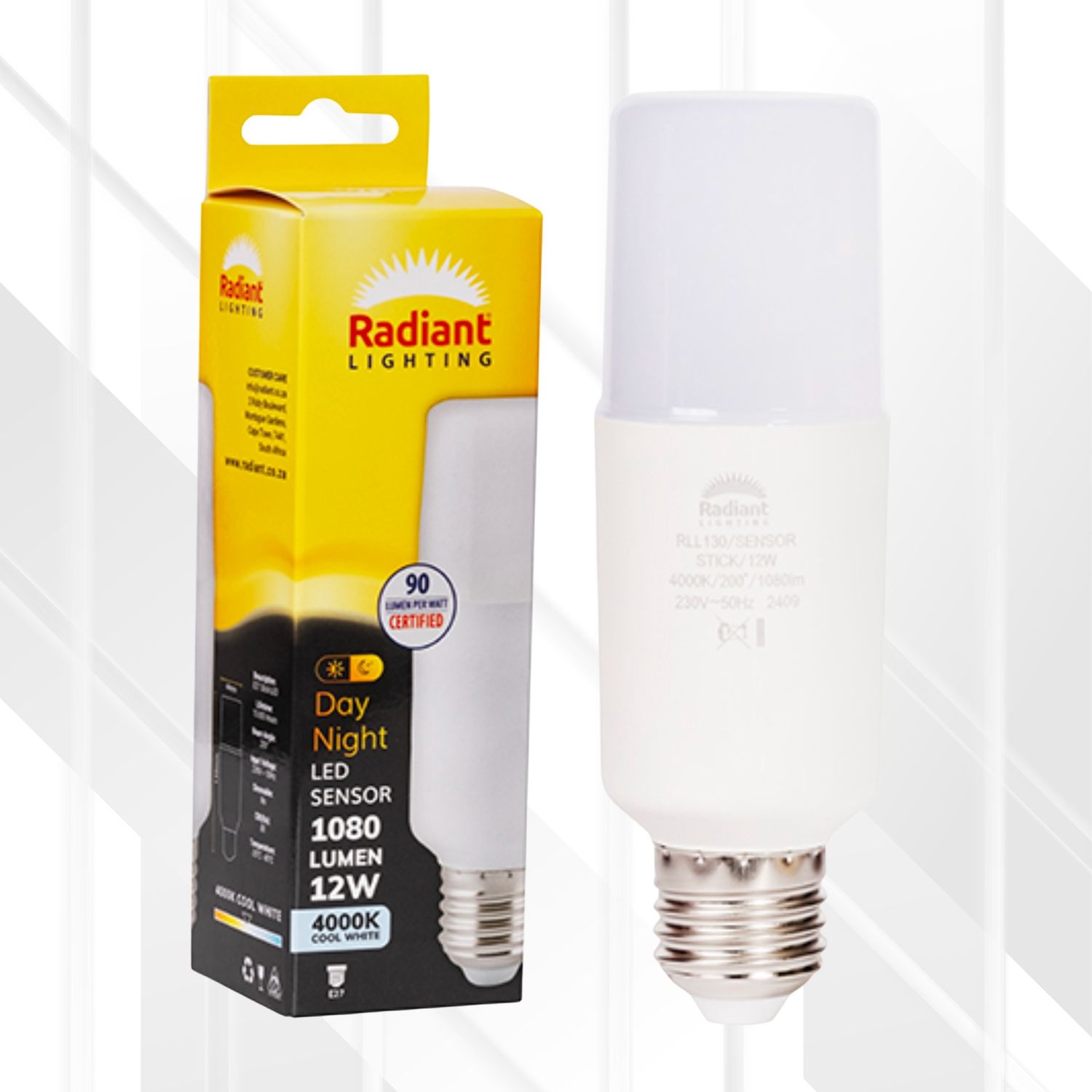 Stick Lamp T44 Day/Night Sensor 12W LED E27 4000K