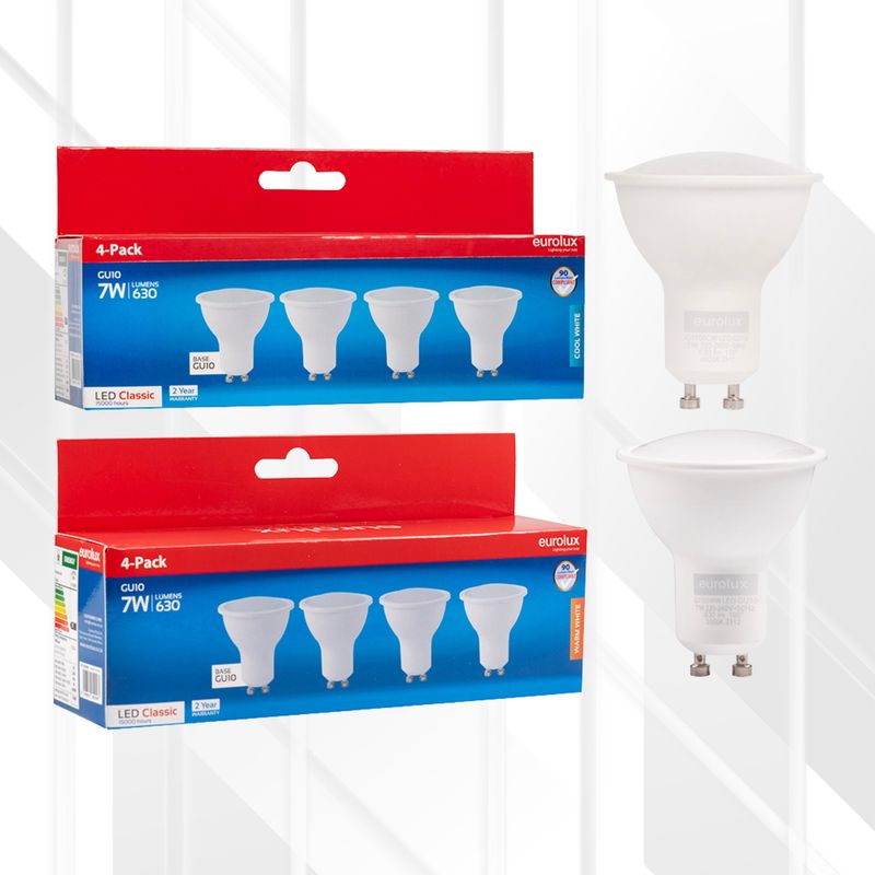 GU10 Classic Frosted Lens 7W LED 4 Pack