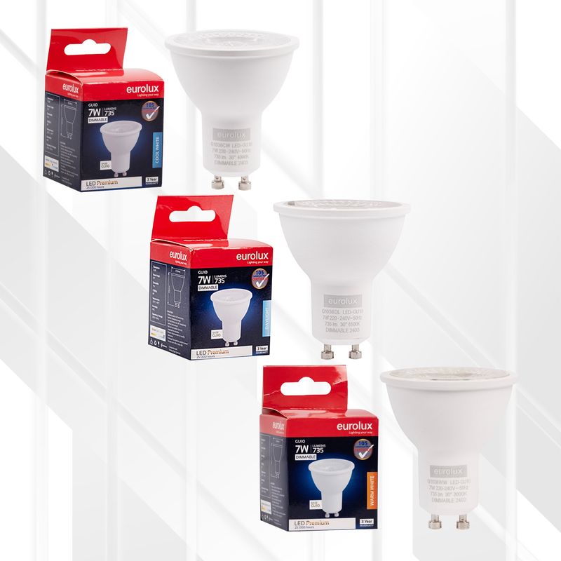 GU10 Premium Clear Lens 7W LED Dimmable