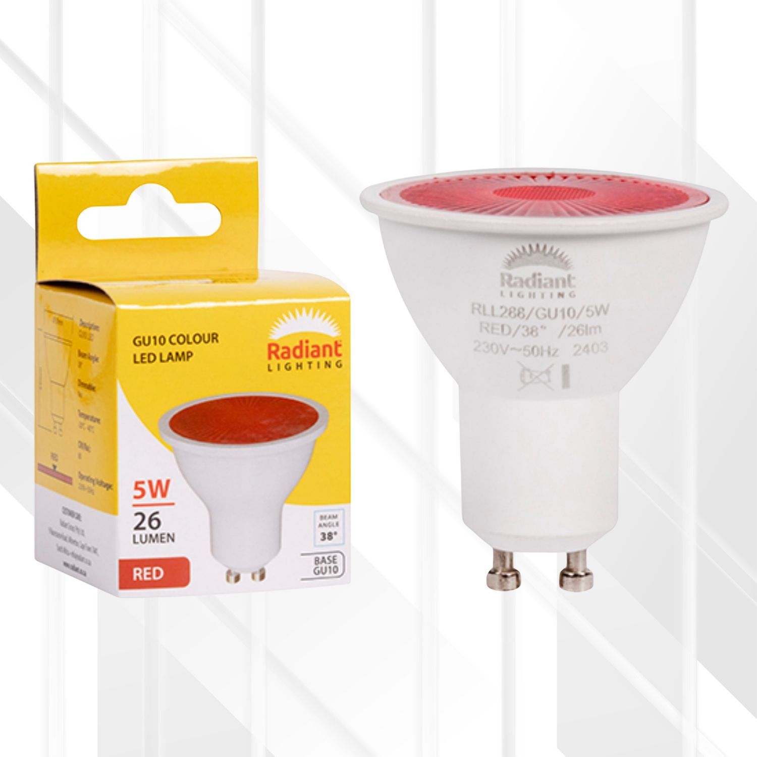 GU10 Coloured 5W LED, Colour: Red