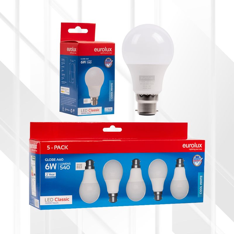 A60 Classic 6W LED B22 4000K