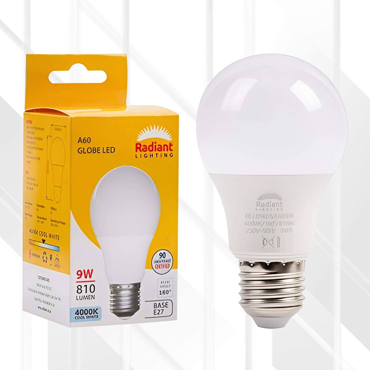 A60 9W Globe LED E27, Colour Temperature: 4000K (Cool White)