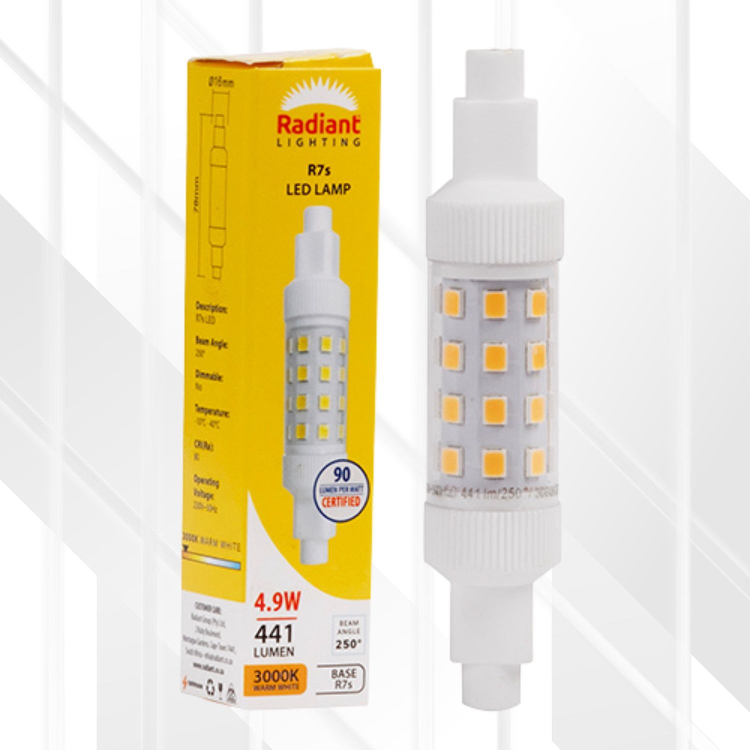 QI Clear 4.9W LED R7s J78mm, Colour Temperature: 3000K (Warm White)