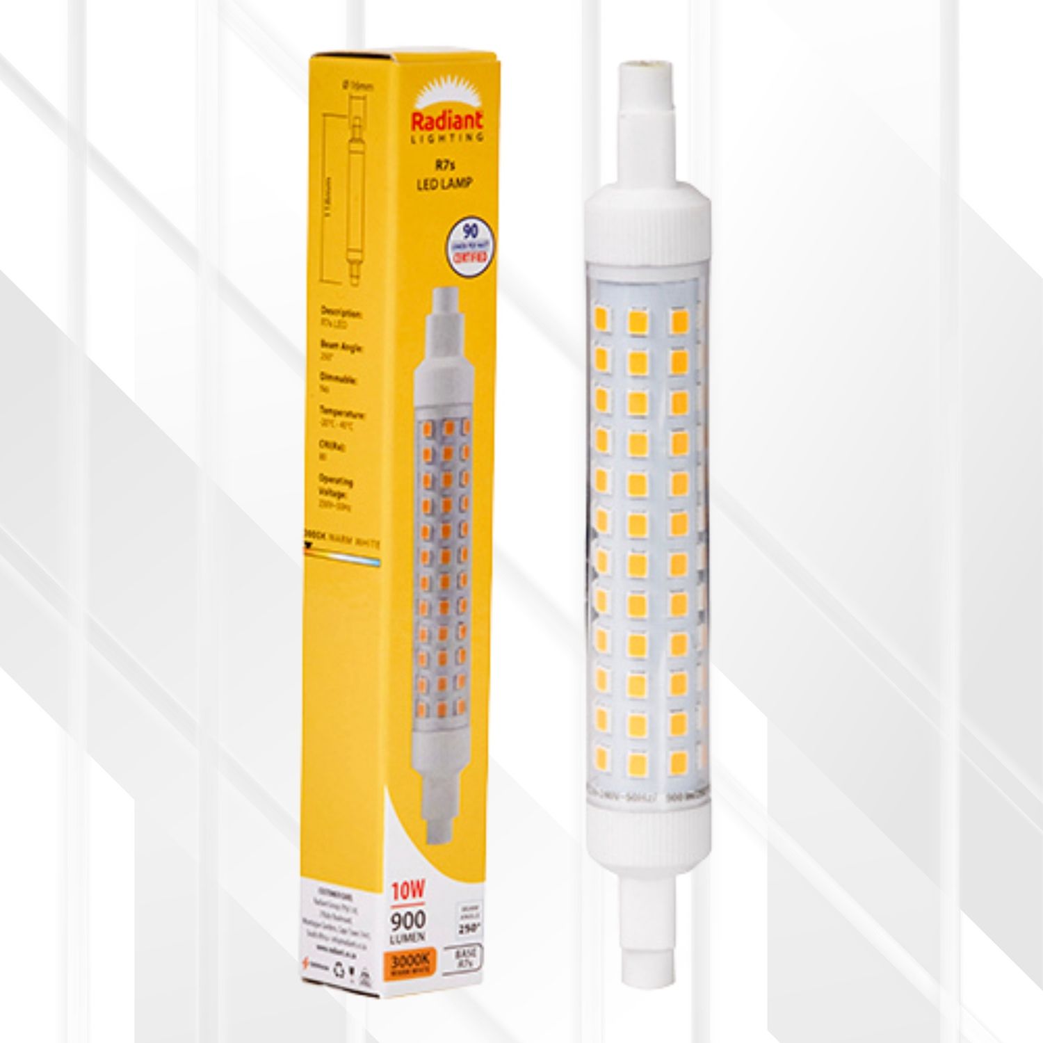 QI Clear 10W LED R7s J118mm, Colour Temperature: 3000K (Warm White)