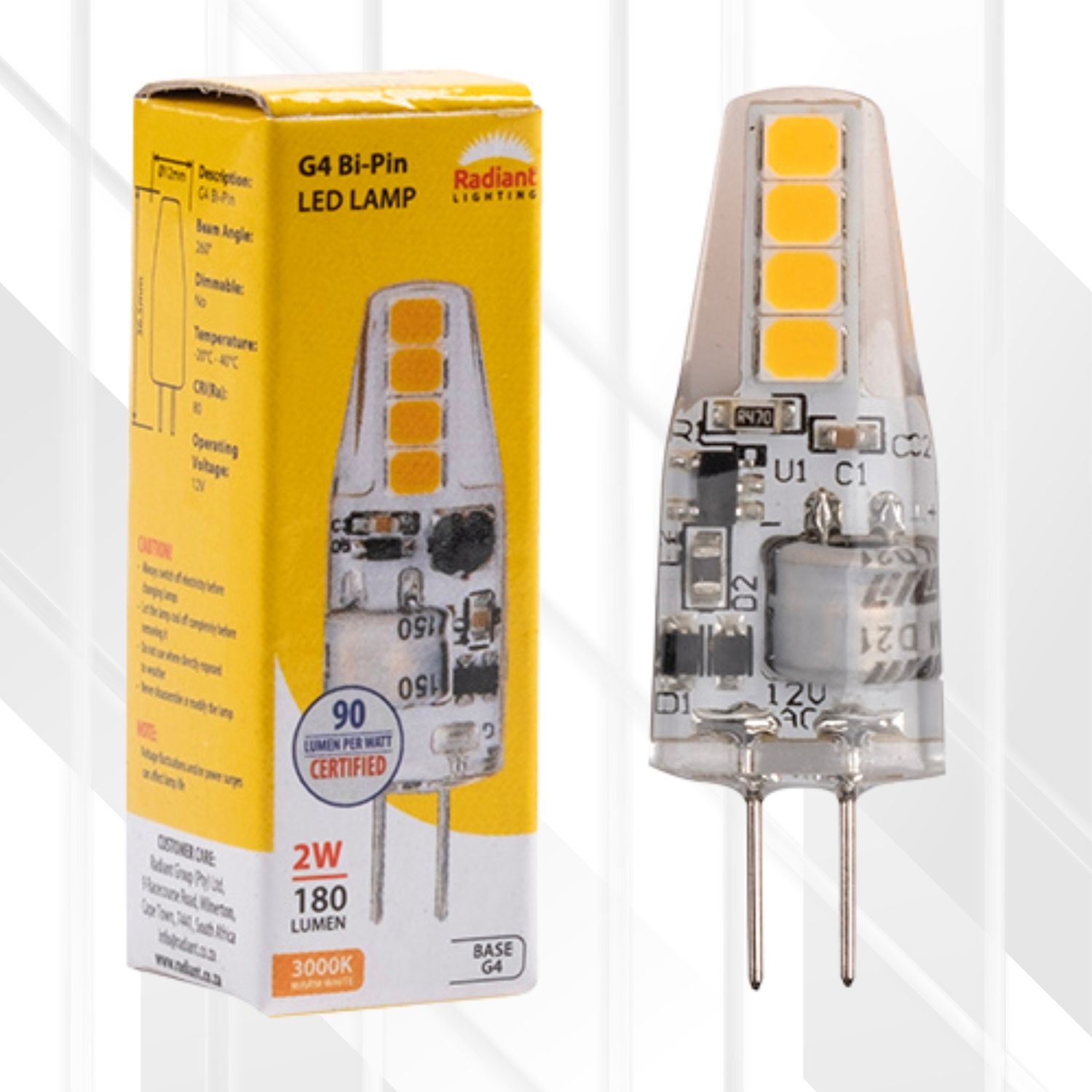 Bi-Pin 2W LED G4 12V, Colour Temperature: 3000K (Warm White)