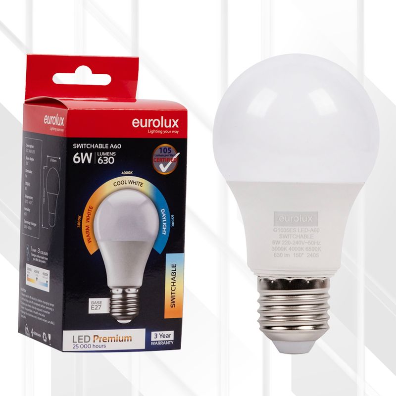 A60 Premium Switchable 6W LED E27