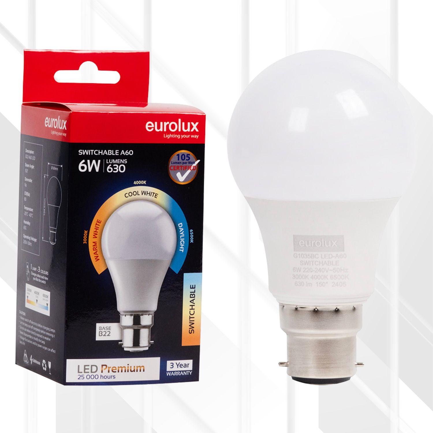 A60 Premium Switchable 6W LED B22