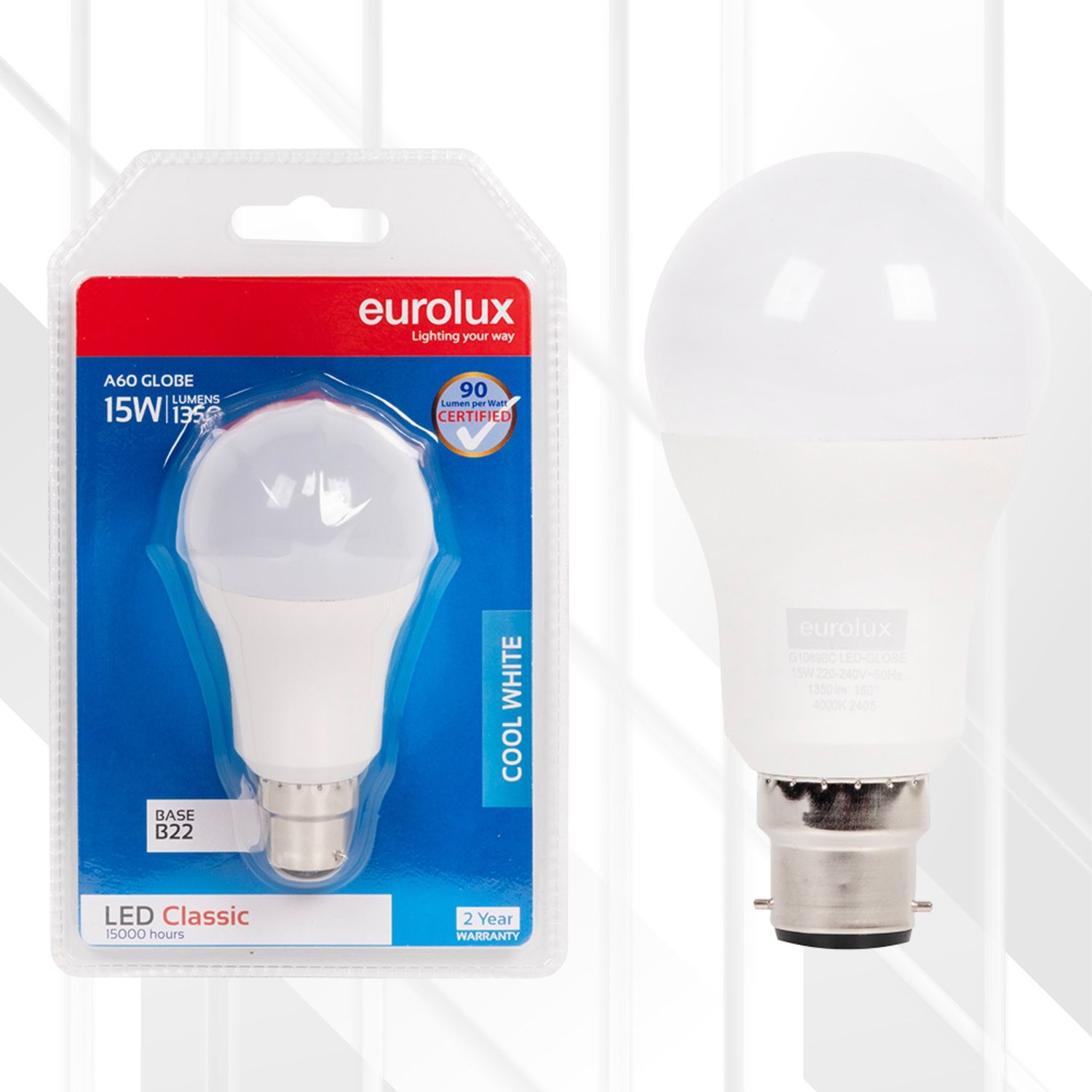 A65 Classic 15W LED B22 4000K Blister
