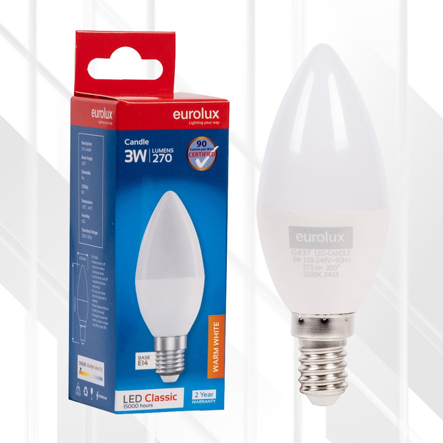 Candle Plastic Classic 3W LED E14 3000K
