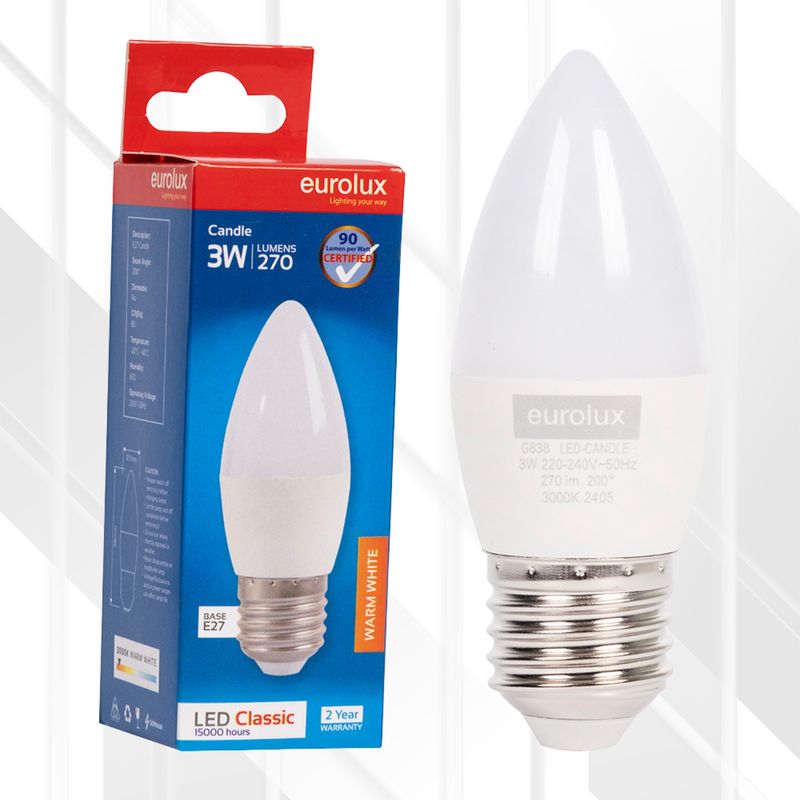 Candle Plastic Classic 3W LED E27 3000K