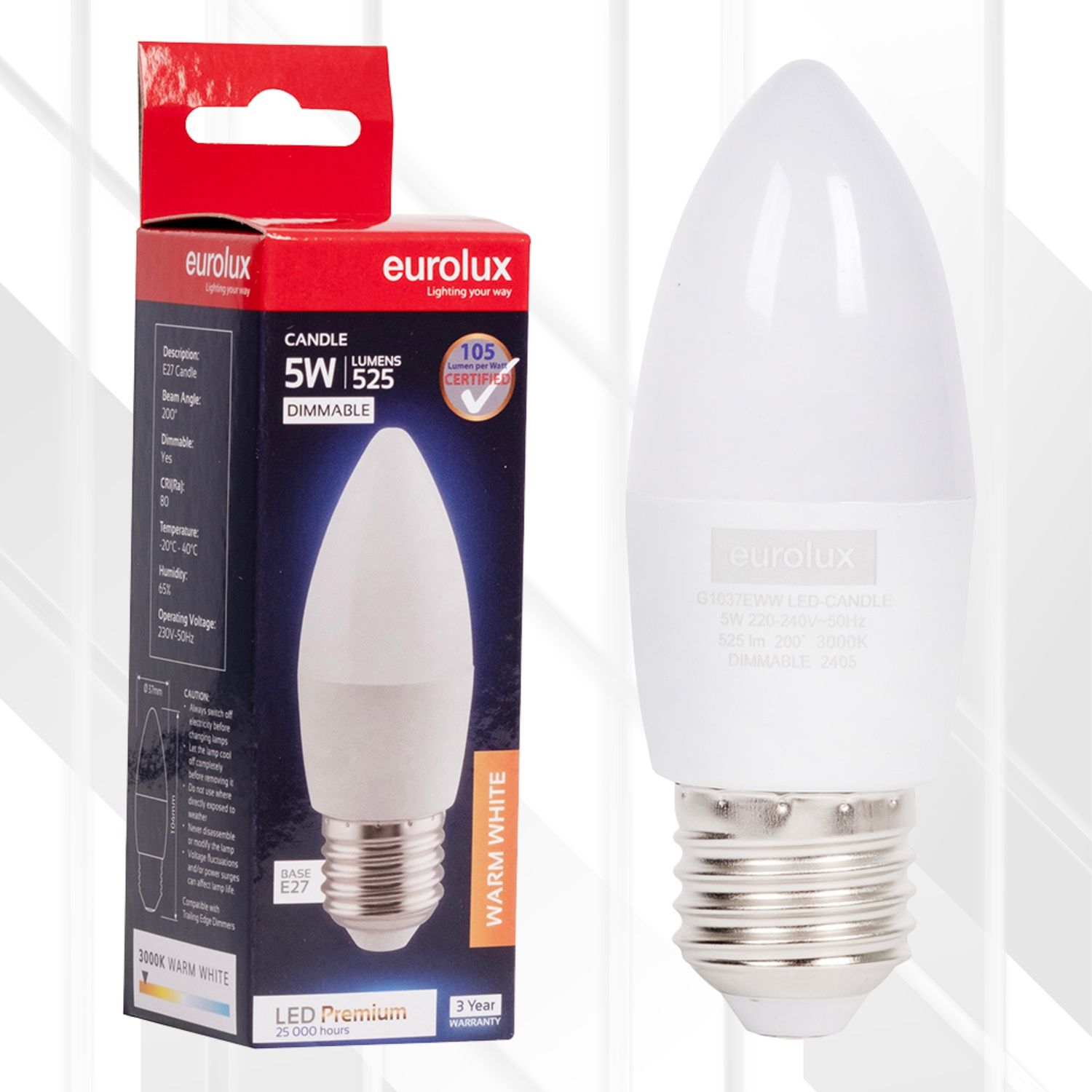 Candle Premium 5W LED E27 3000K Dimmable