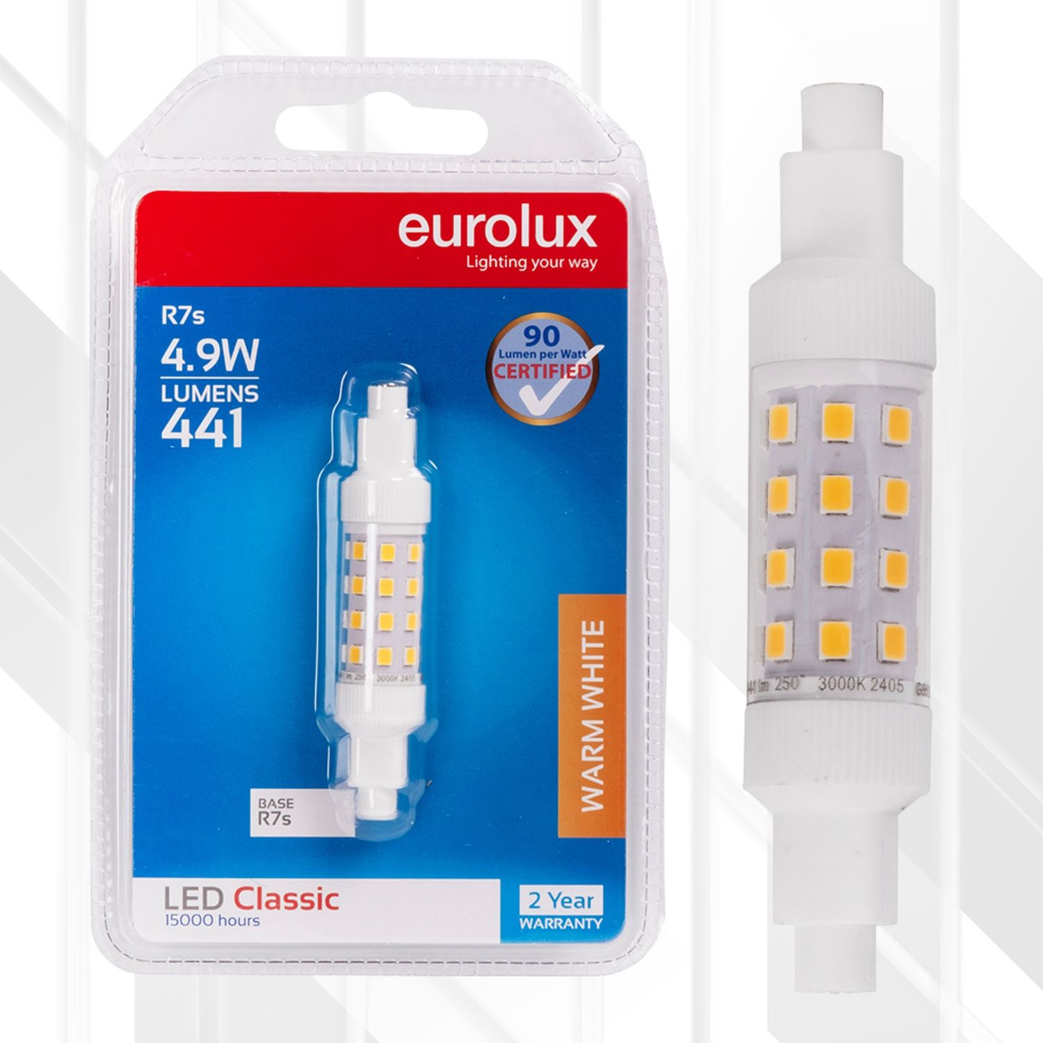 QI Classic 5W LED R7s J78, Colour Temperature: 3000K (Warm White)
