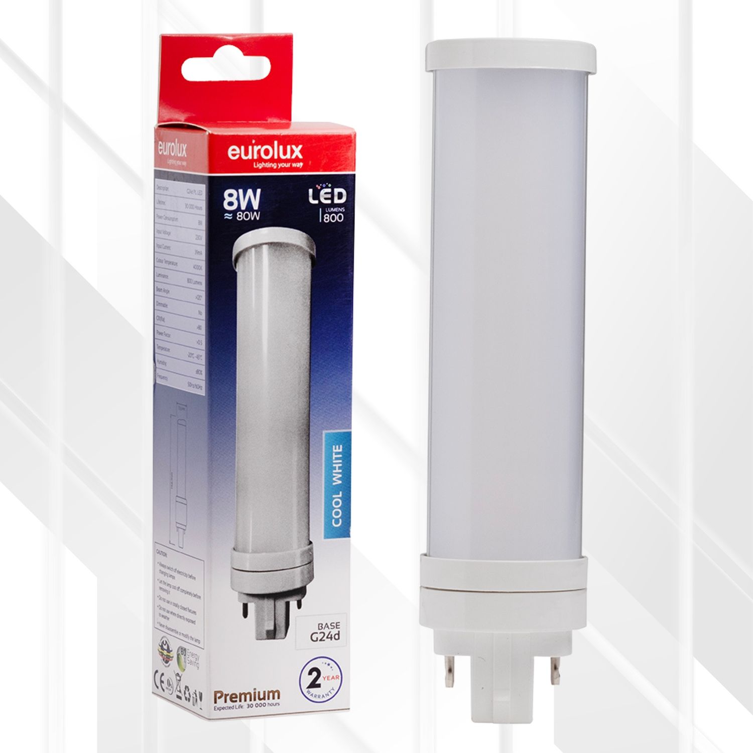 PL 2Pin Premium 10W LED G24d, Color: 4500K (Cool White)