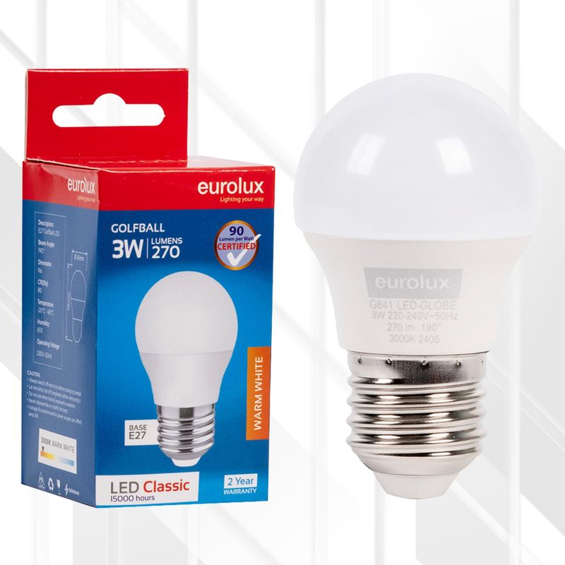 Golfball Classic 3W LED E27 3000K